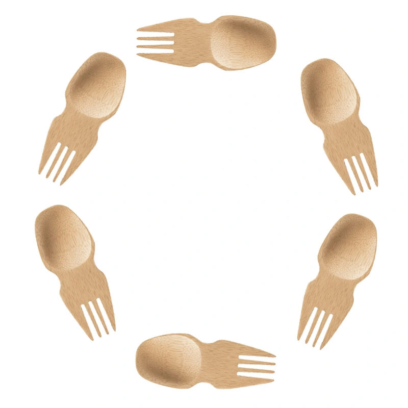 Wholesale Reusable Bamboo Mini Spork with Bamboo Veneerware Spork